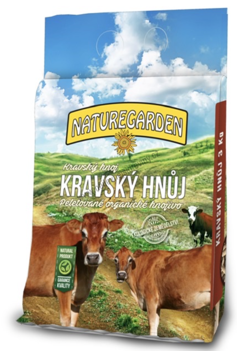 Kravský hnůj - organické hnojivo 3 kg